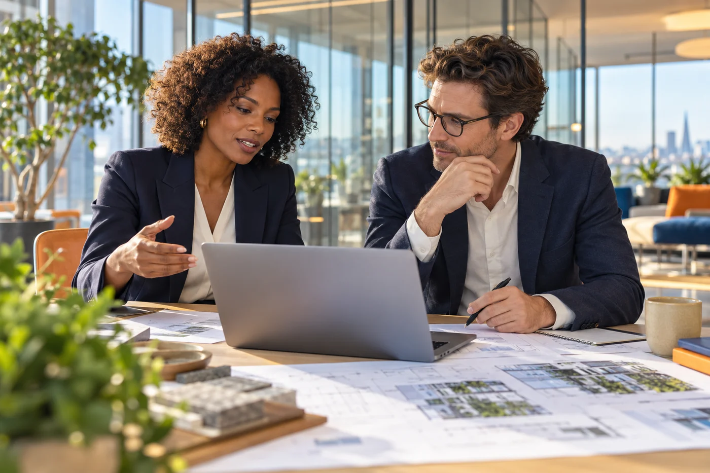 Illustration d’une équipe de conseil travaillant sur une transformation des services